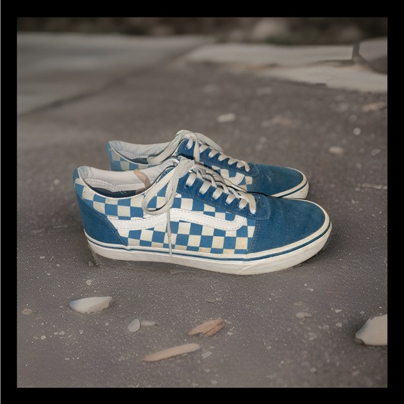 Vans Old Skool Ward Blue Checkerboard Sneakers 9.5 - Picture 7 of 8